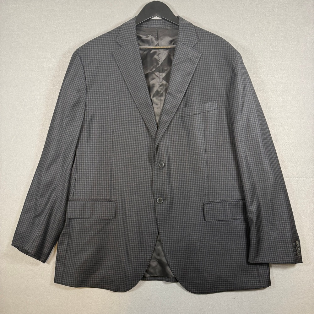 Lubiam Sport Coat Blazer Italian Plaid 60R IT US50 Black Wool Reda Fabric Luxury